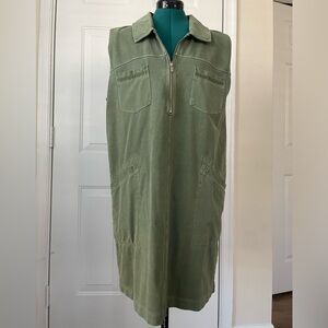 NWT, Grey State Olive Green Utility Dress - Washed Irvine Dress